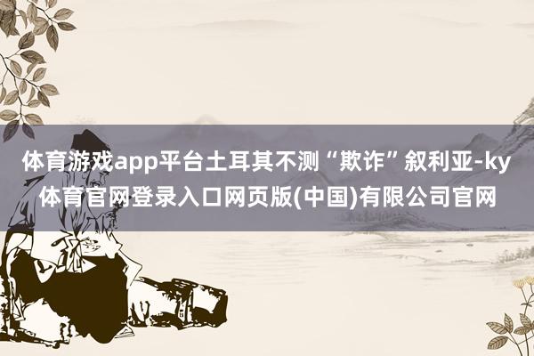 体育游戏app平台土耳其不测“欺诈”叙利亚-ky体育官网登录入口网页版(中国)有限公司官网